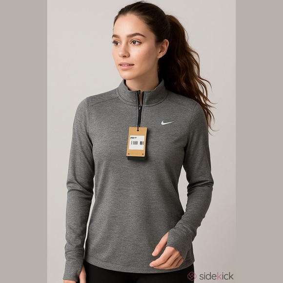 Women’s Nike Quarter Zip Grey Pullover Athletic Top with Thumbholes, Size 1X. - Picture 13 of 13